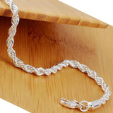 925 Silver 8-Inch Water Wave Chain Bracelet Wedding Jewelry