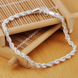 925 Silver 8-Inch Water Wave Chain Bracelet Wedding Jewelry