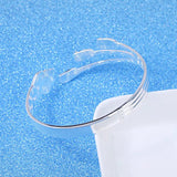 925 Silver Flower Bangle Cuff Bracelet