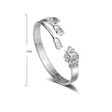 925 Silver Flower Bangle Cuff Bracelet