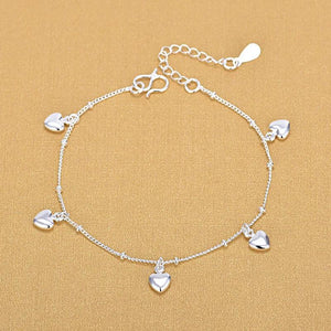 Heart Charm Bracelet 925 Sterling Silver Birthday Jewelry