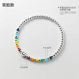 925 Silver Rainbow Bead Bracelet Little Bear Cloud Women's Vintage Jewelry