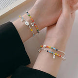 925 Silver Rainbow Bead Bracelet Little Bear Cloud Women's Vintage Jewelry