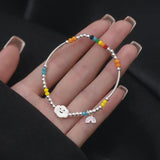 925 Silver Rainbow Bead Bracelet Little Bear Cloud Women's Vintage Jewelry