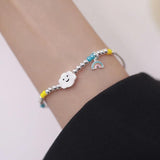 925 Silver Rainbow Bead Bracelet Little Bear Cloud Women's Vintage Jewelry
