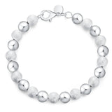 925 Sterling Silver 8MM Frosted Bead Chain Bracelet For Women