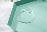 925 Silver Bracelet Three layers Chain Female Jewelry