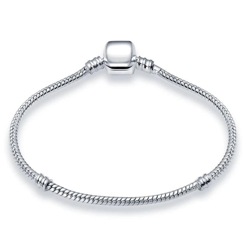Sterling Silver Bracelet Chain with CZ, DIY Jewelry Making, Fits Beads Charms
