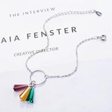 Rainbow Crystal Fan 925 Silver Bracelet Women Jewelry