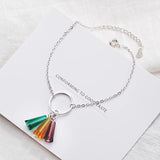 Rainbow Crystal Fan 925 Silver Bracelet Women Jewelry