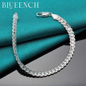 925 Sterling Silver Snake Bone Chain Bracelet Unisex Charm