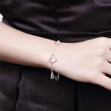 925 Silver Five Heart Chain Bracelet Wedding Party Jewelry