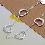 925 Silver Five Heart Chain Bracelet Wedding Party Jewelry