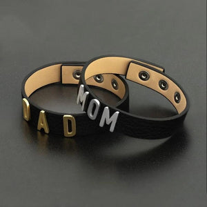 Vintage Leather DAD MOM Bangles Wristbands Letters Bracelet