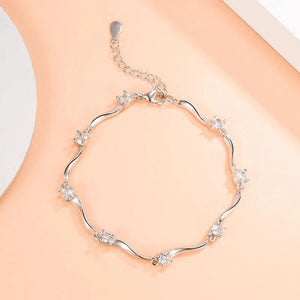 925 Silver Purple Zircon Crystal Bracelet Wedding Jewelry