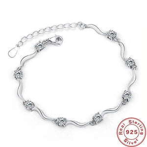 925 Silver Purple Zircon Crystal Bracelet Wedding Jewelry