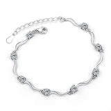 925 Silver Purple Zircon Crystal Bracelet Wedding Jewelry