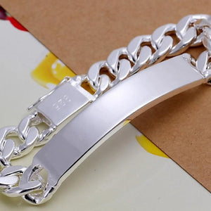 925 Stamped Silver Mens Geometric Bracelet