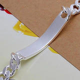 925 Stamped Silver Mens Geometric Bracelet