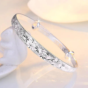 925 Silver Babysbreath Bangle Bracelet for Women Party Gift