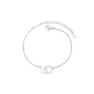 Silver Zircon Geometric Interlocking Bracelet