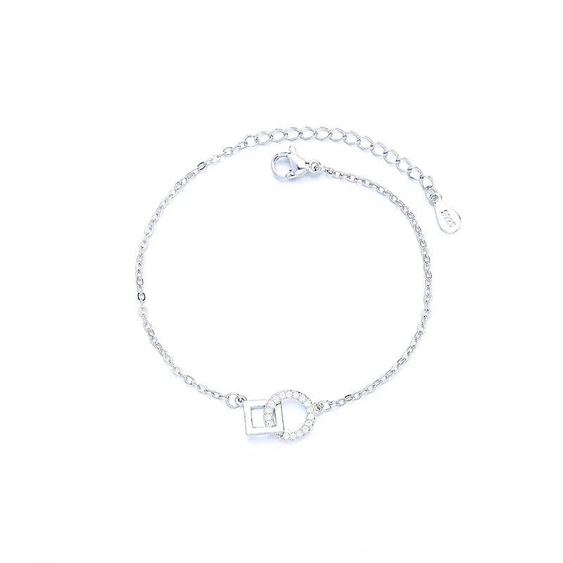 Silver Zircon Geometric Interlocking Bracelet