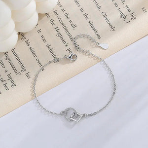 Silver Zircon Geometric Interlocking Bracelet