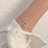 Silver Zircon Geometric Interlocking Bracelet