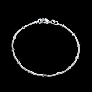 925 Silver Snake Bone Beads Bracelet for Women