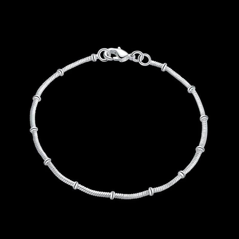 925 Silver Snake Bone Beads Bracelet for Women