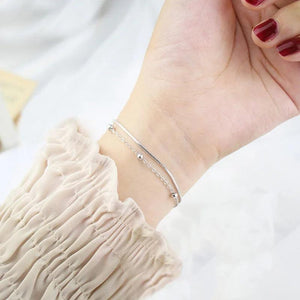 925 Sterling Silver Double Bracelets Personality Sweet