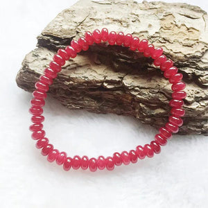 Oval Red Ruby Jade Bracelet Natural Stone Beads Relief School Student Gift
