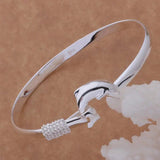 925 Silver Dolphin Bangle Bracelet Women Party Gift