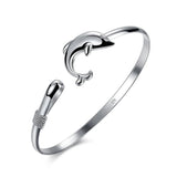 925 Silver Dolphin Bangle Bracelet Women Party Gift