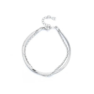 Sterling Silver Double Snake Bone Chain Bracelet