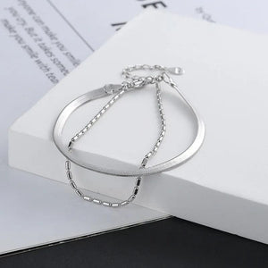 Sterling Silver Double Snake Bone Chain Bracelet