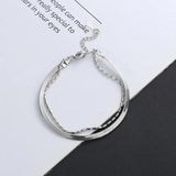 Sterling Silver Double Snake Bone Chain Bracelet