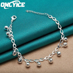 925 Sterling Silver Bell Chain Bracelet for Women