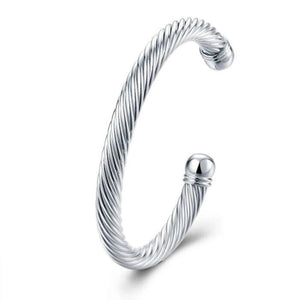 925 Silver Twisted Bangle Bracelet - Elegant 925 Silver Jewelry