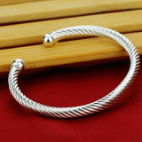 925 Silver Twisted Bangle Bracelet - Elegant 925 Silver Jewelry