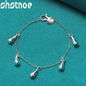 925 Silver Water Drop Charm Bracelet for Women Christmas Jewelry