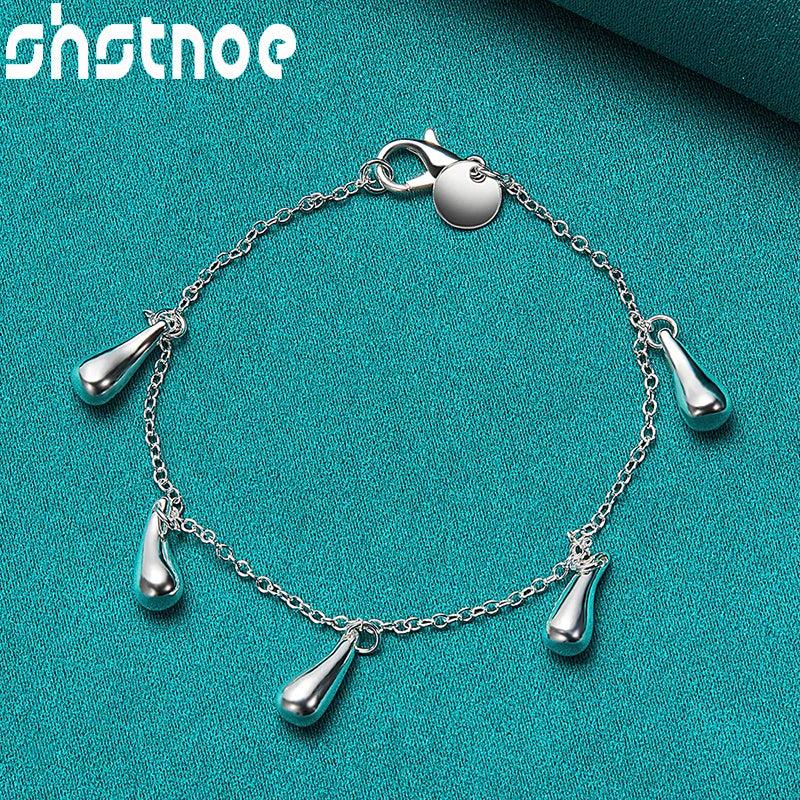 925 Silver Water Drop Charm Bracelet for Women Christmas Jewelry