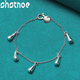 925 Silver Water Drop Charm Bracelet for Women Christmas Jewelry