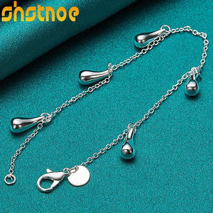 925 Silver Water Drop Charm Bracelet for Women Christmas Jewelry