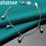 925 Silver Water Drop Charm Bracelet for Women Christmas Jewelry