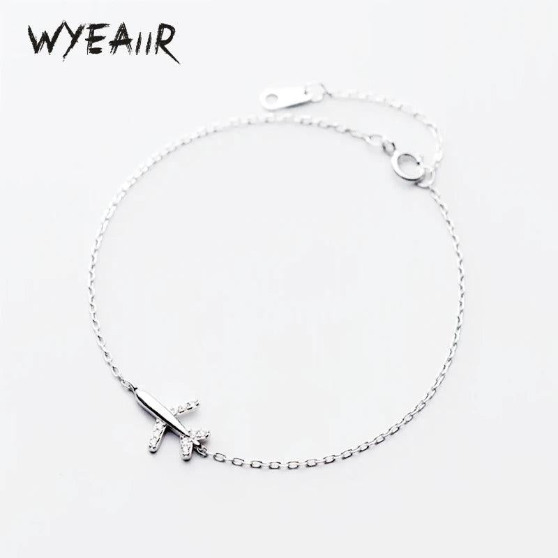 925 Silver Mini Plane Bracelet for Women