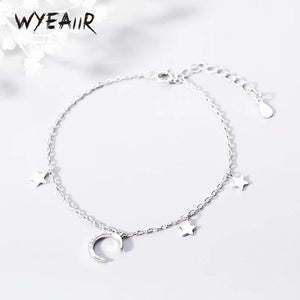 925 Silver Moon Star Tassel Bracelet