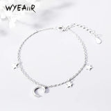 925 Silver Moon Star Tassel Bracelet