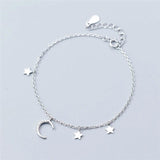 925 Silver Moon Star Tassel Bracelet