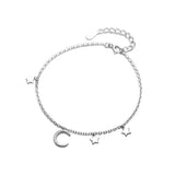 925 Silver Moon Star Tassel Bracelet